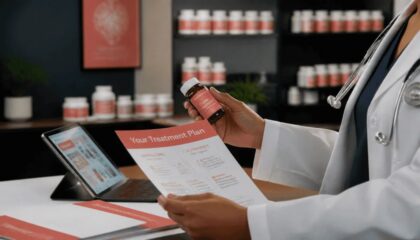 Boîtes de médicaments et ordonnance posées sur une table