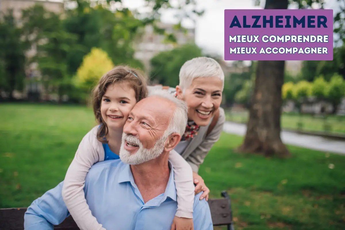 Illustration de la maladie d'Alzheimer montrant un cerveau et la perte progressive de la mémoire