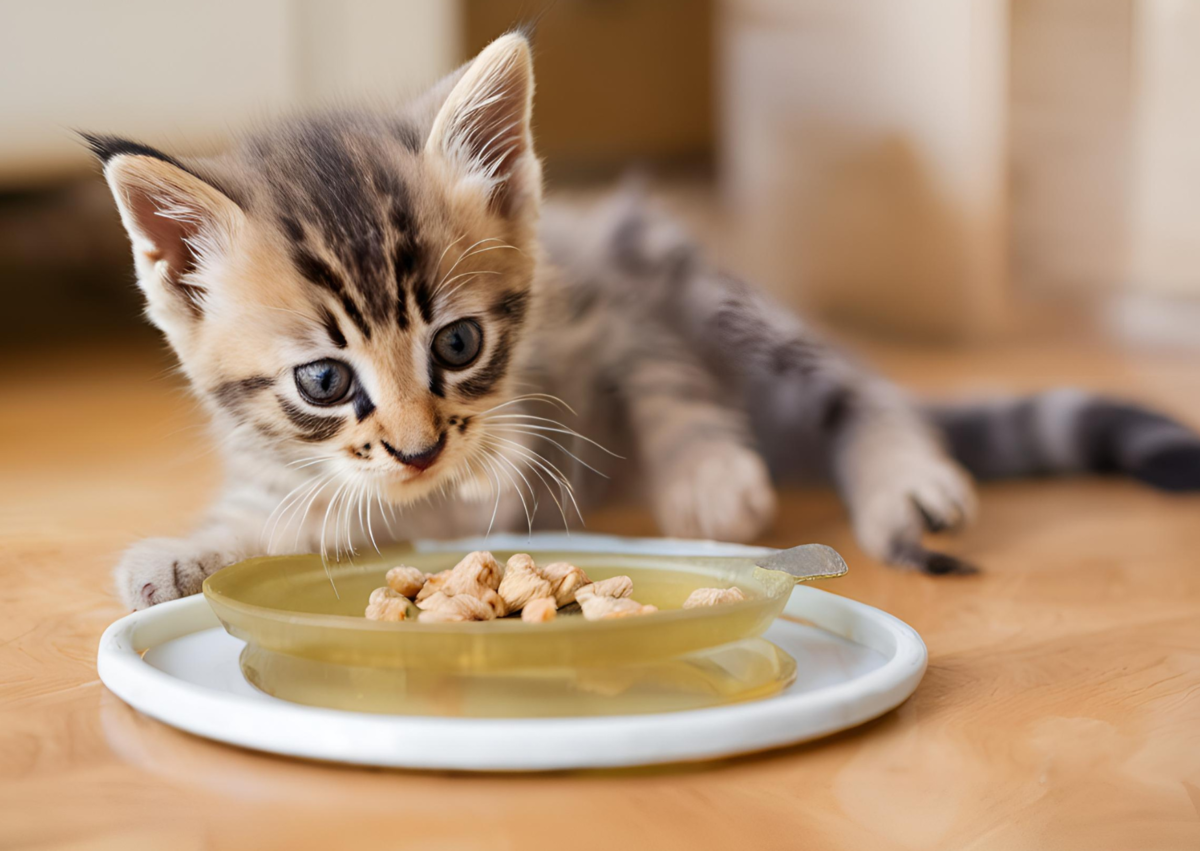 chaton et croquettes