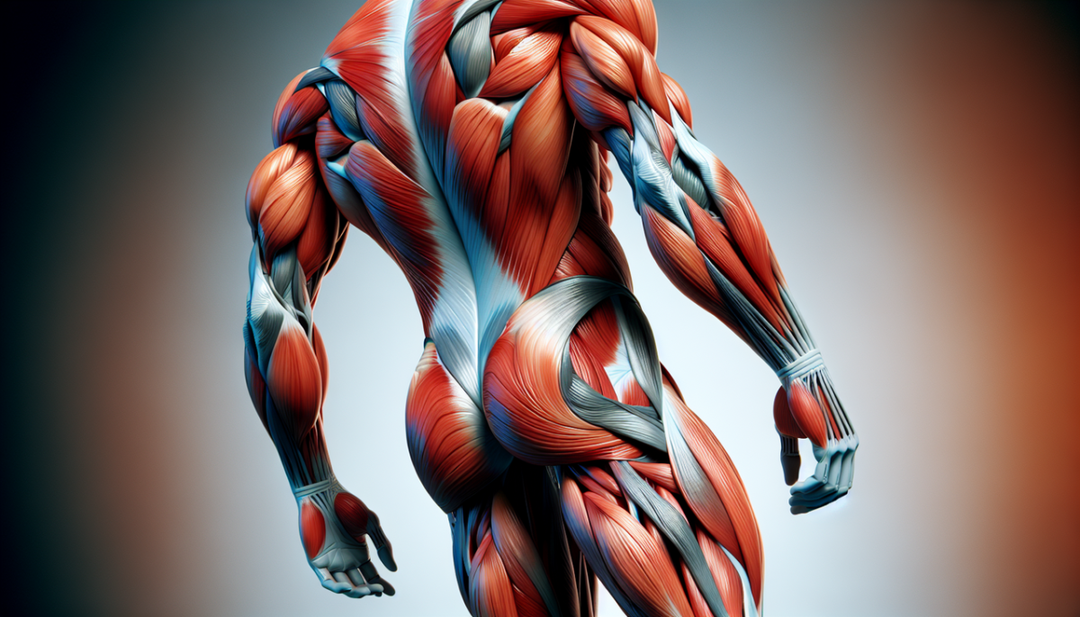 Muscle en C : Calves, Chest, Core - Schéma musculaire humain détaillé.