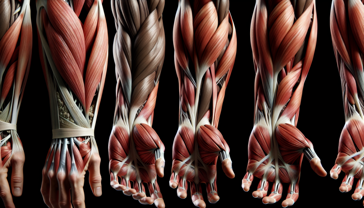 Montre muscle extenseur avant-bras peau diverse révélant structure musculaire détaillée. Mettre lumière profondeur.